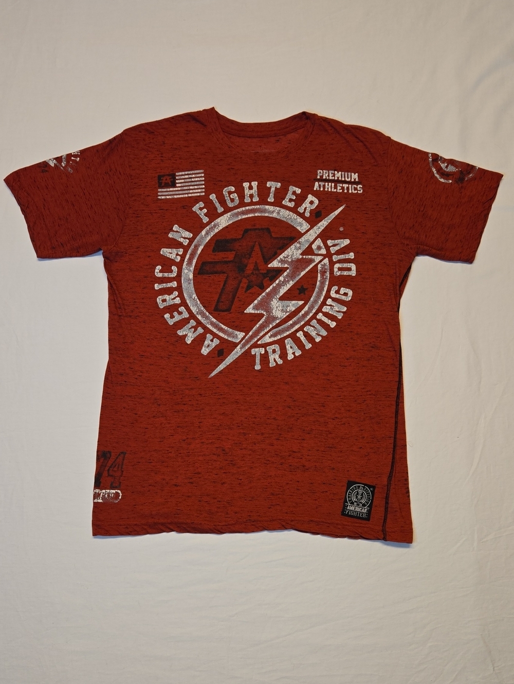 American Fighter Red & Black Speckle Full Graphic Crewneck T-Shirt